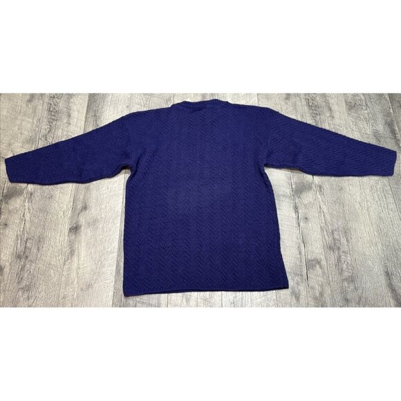 Lauren Brooke Sweater Womens Medium Blue Ribbed Pattern Knit Retro Vintage 80s - Picture 2 of 8